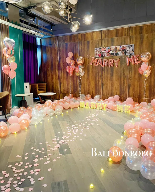 Rose gold marry me proposal decoration