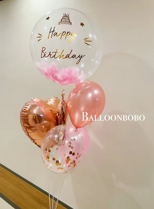 Rose gold and pink crystal balloon set C2