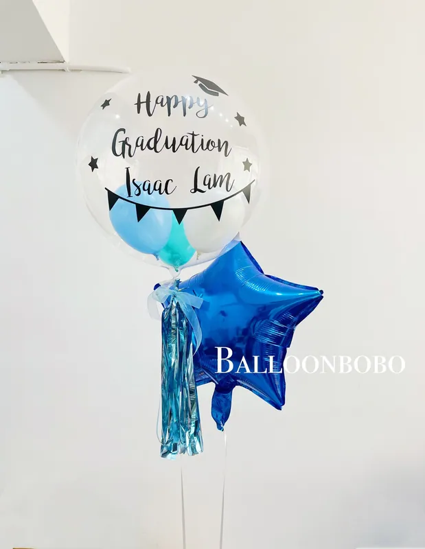 星星畢業水晶氦氣球組合
