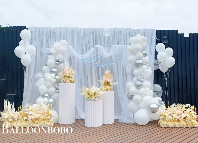 White wedding floral arch decoration