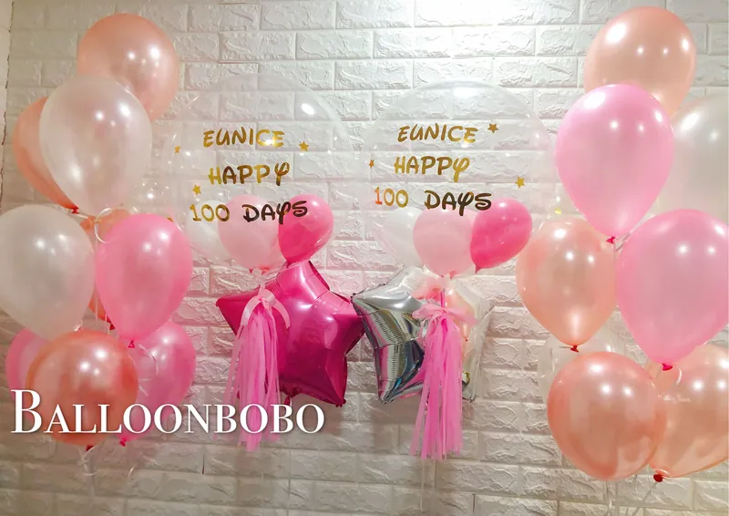100 Days celebration crystal balloon and helium balloon set