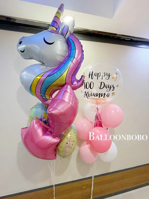 Unicorn 🦄️ 100 Days celebration crystal balloon bouquet