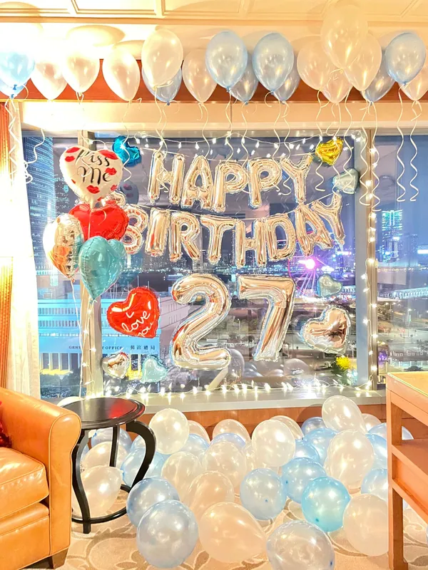 生日數字氣球上門佈置 Age Balloon Set(淺藍）