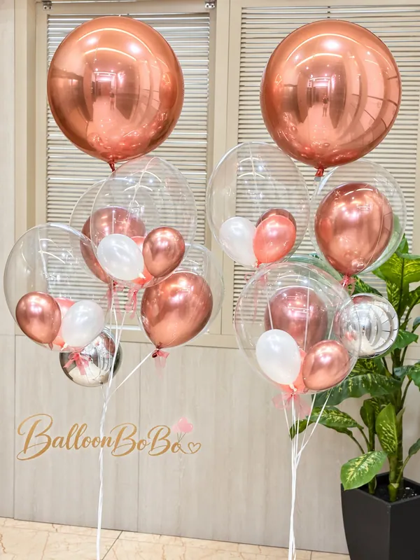 Rose Gold Crystal Balloon Bouquet