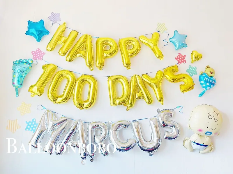 100 Days celebration balloon set with name