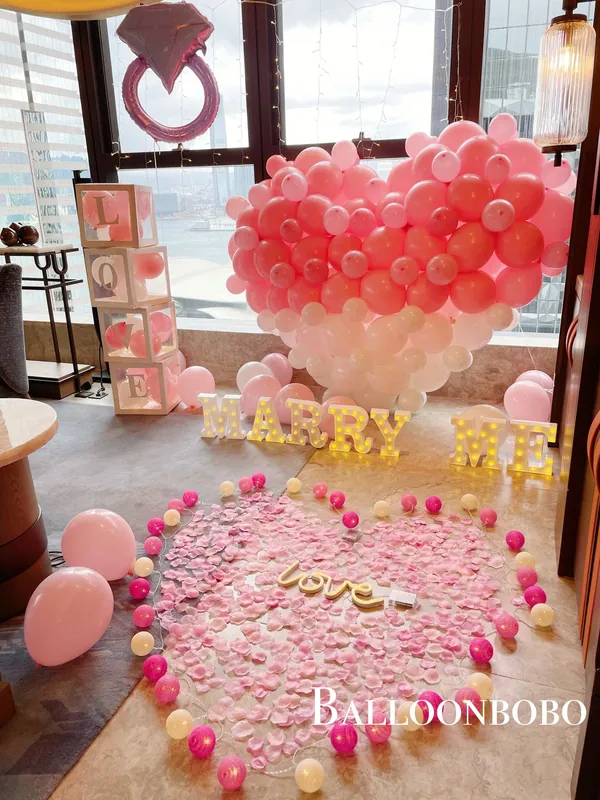 Pink large heart proposal decoration