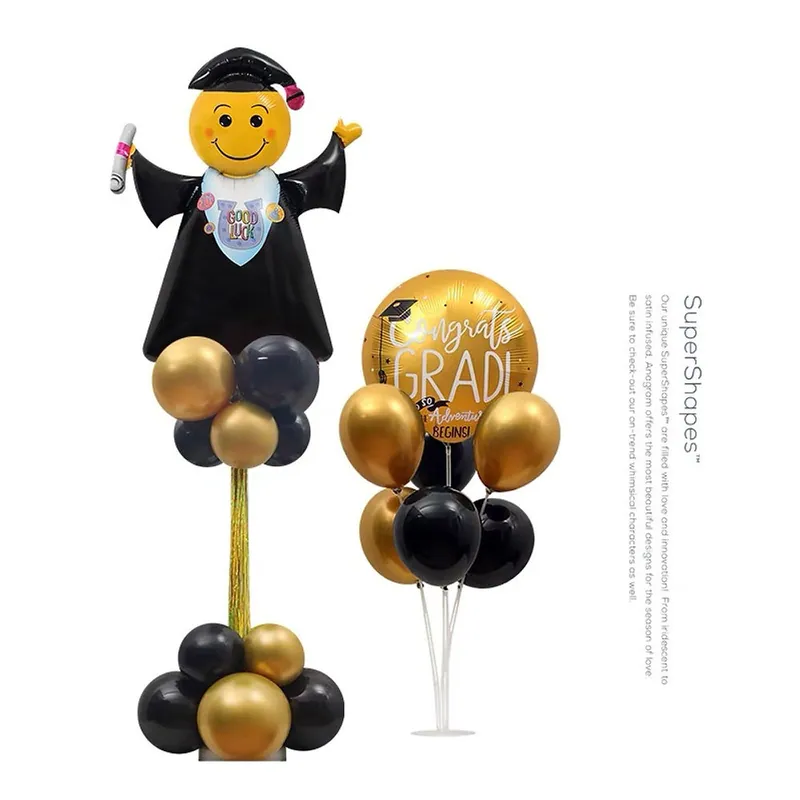 Graduation-themed balloon column