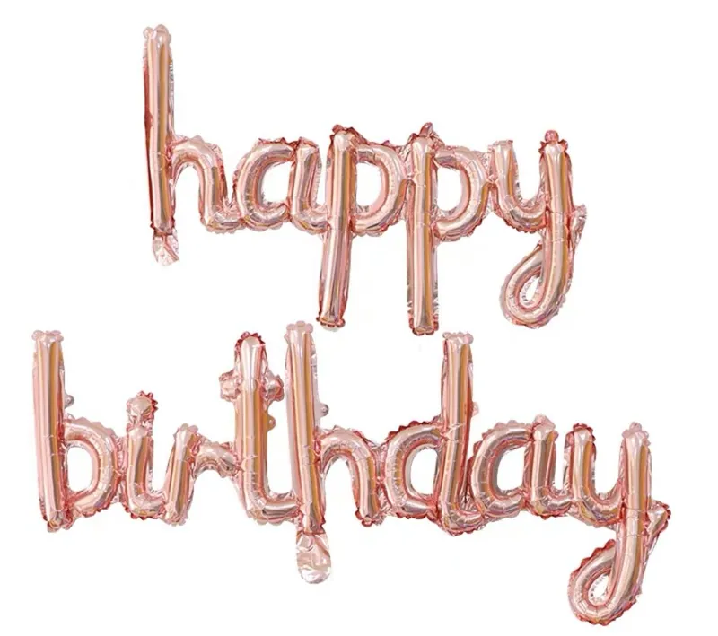 玫瑰金色happy birthday 連體氣球