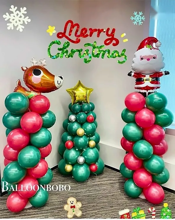 Christmas Balloon Column Set (two 1.5m balloon columns + 1.2m balloon Christmas tree)