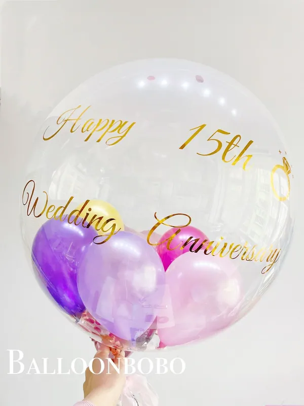 Anniversary crystal balloon with gold lettering