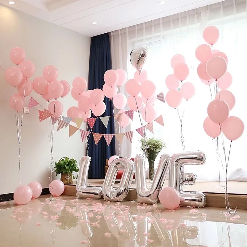 Pale pink proposal/anniversary on-site decoration