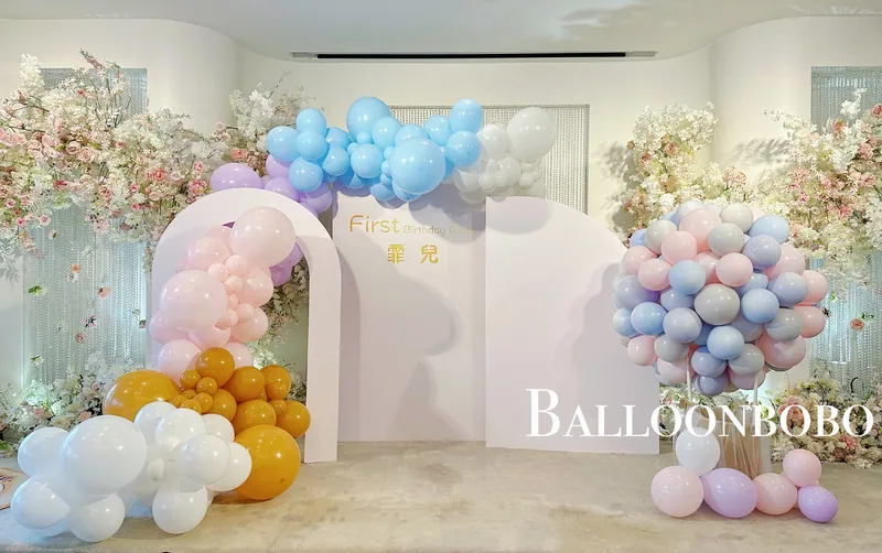 馬卡龍熱氣球造型配Backdrop