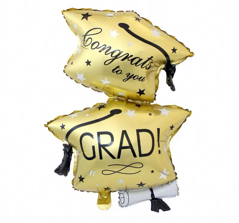 Gold double-layer graduation cap balloon