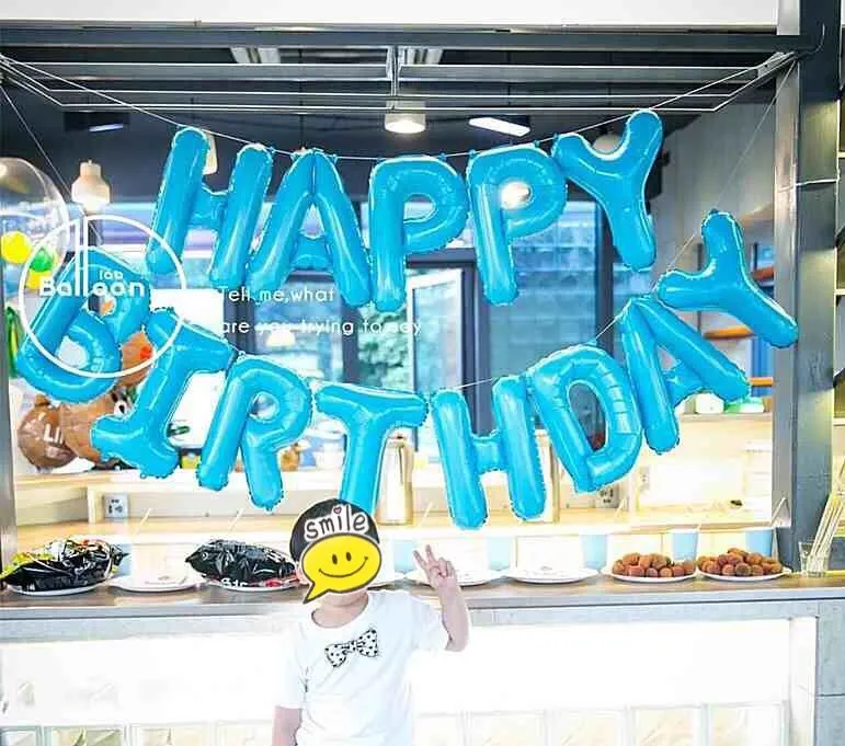 美版Tiffany Blue Happy Birthday懸掛氣球