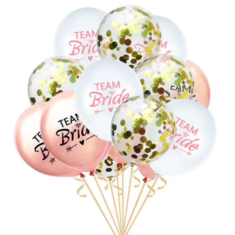 New Team Bride rose gold confetti helium balloon